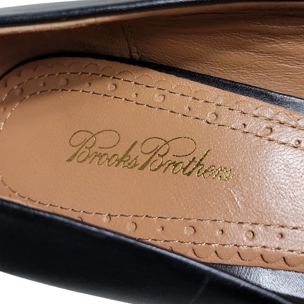 Brooks Brothers black genuine leather round toe heel pumps size 8 - Picture 5 of 9